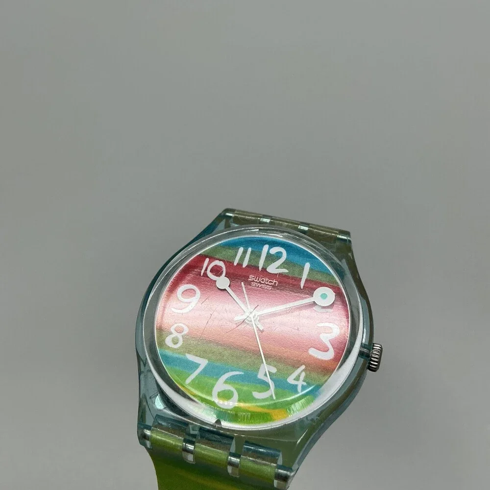 Swatch Color The Sky Men Watch 34mm Rainbow Dial Swiss GS124 New Battery